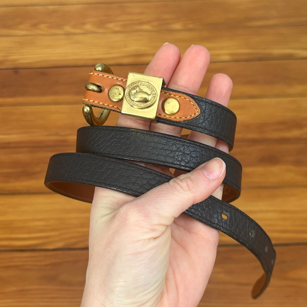 Dooney & Bourke Navy & Brown leather belt